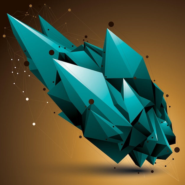 3D mesh modern stylish abstract construction, colorful facet object constructed from different geometric parts.