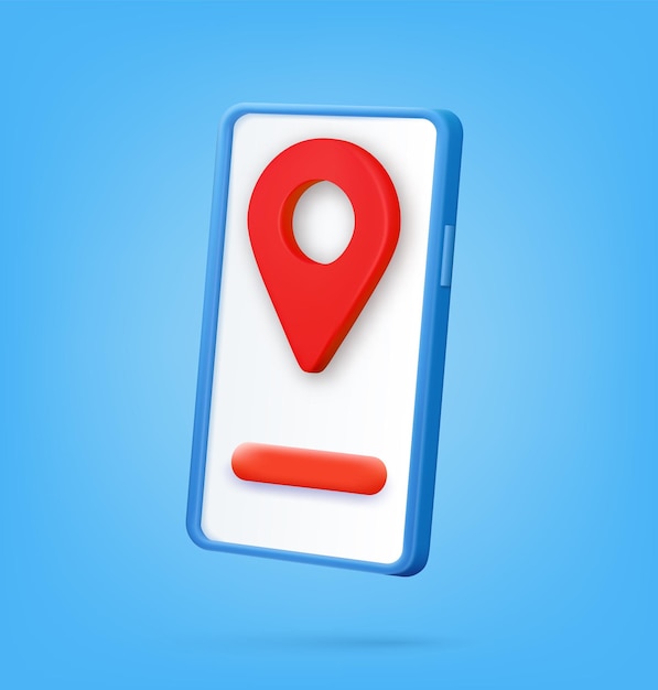 3d minimal city map gps navigation smartphone icon mobile app interface geolocation concept App search map navigation Pin checking red color point Delivery online Vector illustration