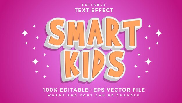 3d minimal word smart kids editable text effect design template effect saved in graphic style