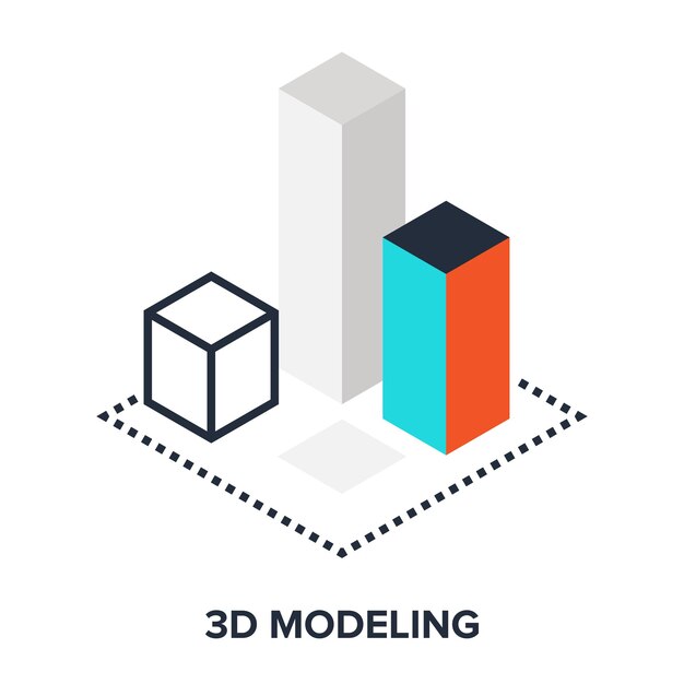3d modeling flat concept