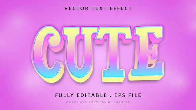 3d Modern Colorful Cute Editable Text Effect Design Template
