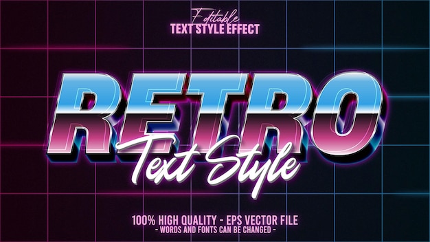 3d modern retro pop 80's editable text effect