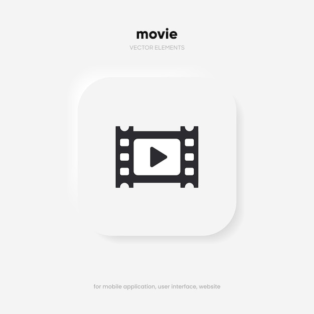 3d movie film movies play button icon Video play symbol Start sign Pause icon Player logo