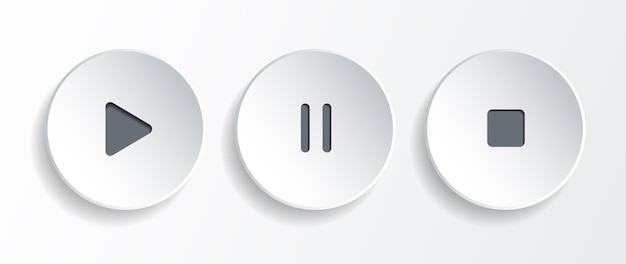 3d multimedia music player buttons icons sound voice play pause skip stop sign for mobile app