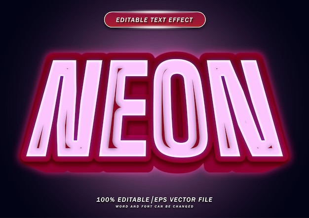 3d neon text style editable effect