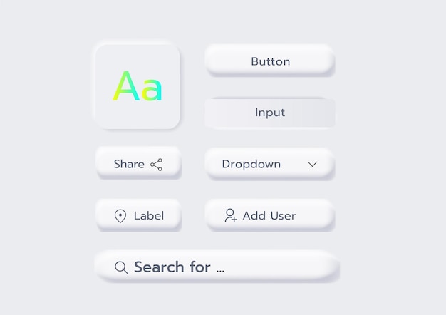 3D Neumorphic Soft UI Design 3D Bottons
