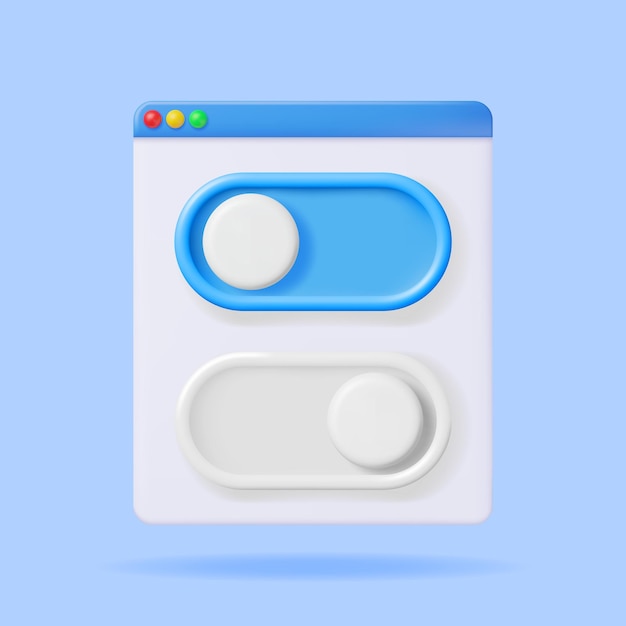 3d on and off buttons switch in browser window