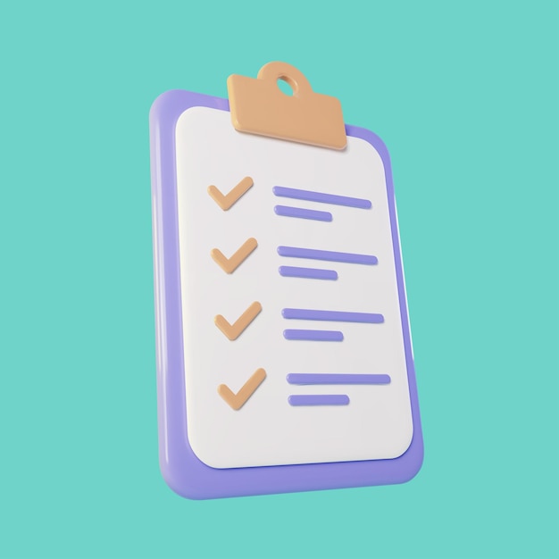 3d paper clipboard with checklist mark online survey vector illustration