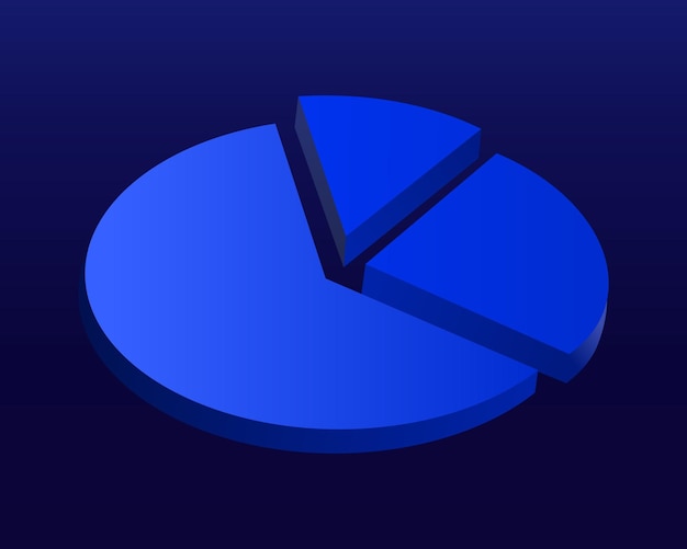 3D pie chart A blue segmented diagram with an extracted slice on a dark background Business analytics financial statistics data visualization market research and performance tracking