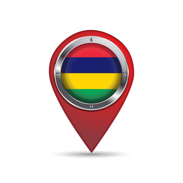 3D pin icon with Mauritius flag inside vector image