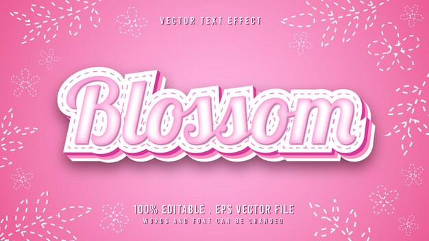 3d pink blossom editable vector text effect