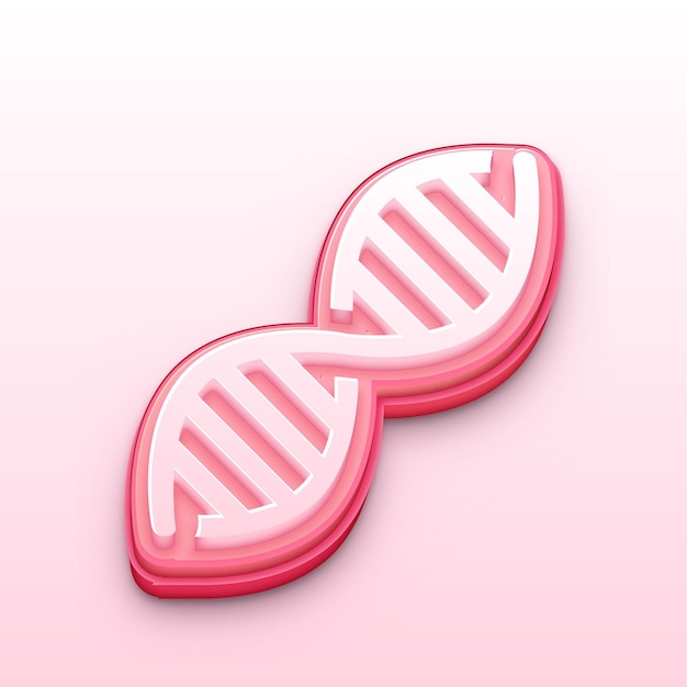 3D Pink DNA Helix Icon for Genetics and Biotechnology