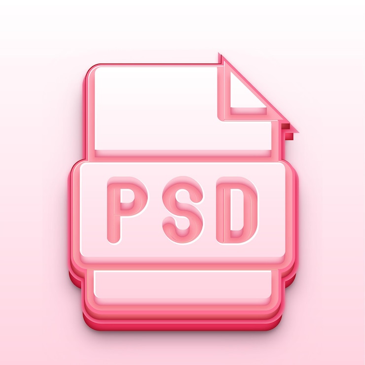 Vektör 3d pink psd file icon with a pink background