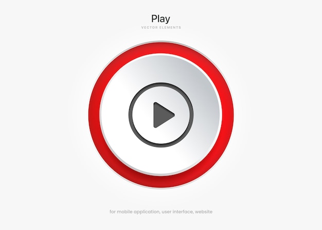 3d play button icon start sign play music or sound stream live vector element for ui ux mobile app.