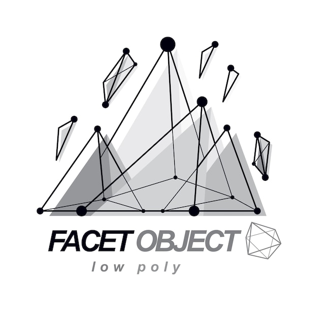 3d polygonal geometric faceted object, vector abstract design element. new technology logotype.