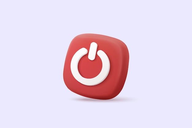 3d power start button icon isolated on white background web pushbutton power on and off correct tick problem fail on application 3d emergency switch icon vector with shadow render illustration