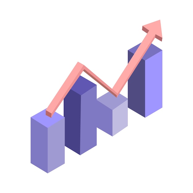 3D realistic arrow up Arrow show success of business strategy Vector illustration