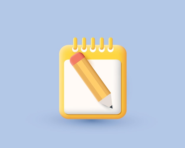 3d realistic clipboard sheduller pencil successful completion