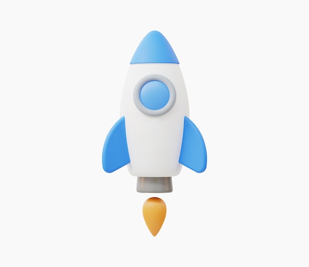 3d Realistic Flying rocket vector illustration