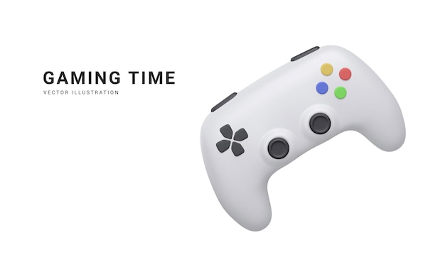 3d realistic gamepad isolated on white background Video games concept Vector illustration