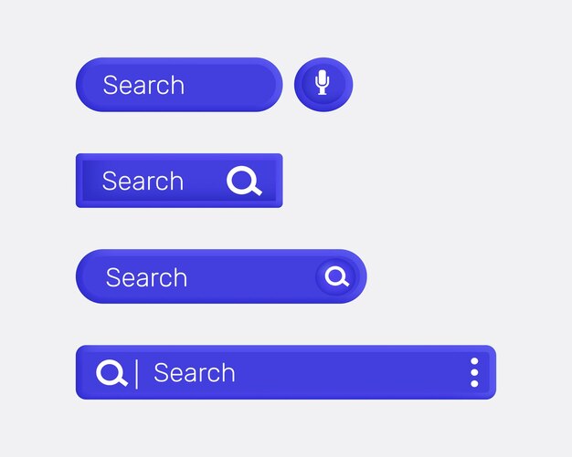 3d realistic icon search bar set web ui vector design