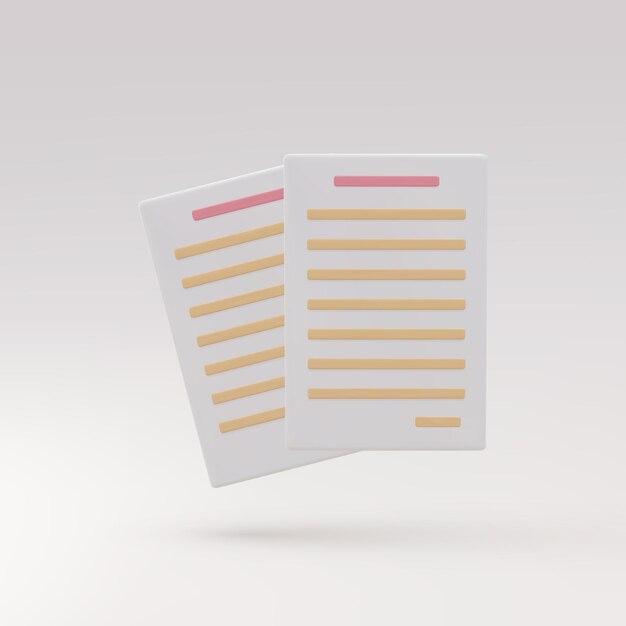 3d realistic two documents icon