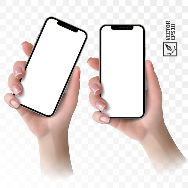 3d realistic vector hand holding phone