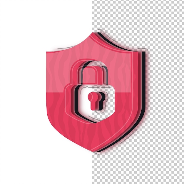 3D Red Glass Effect Security Icon with Editable Background