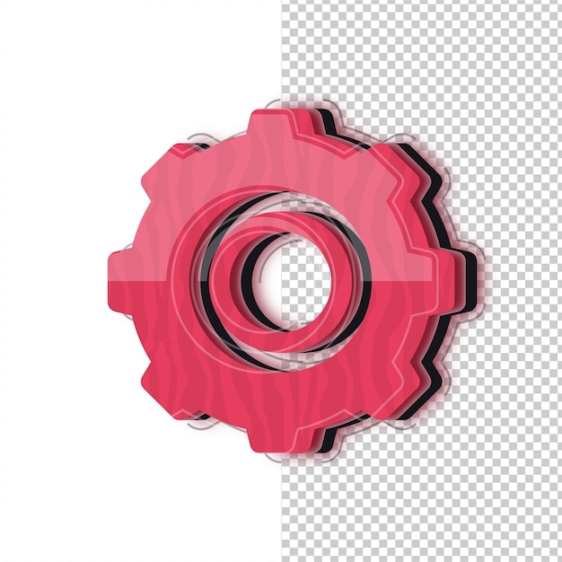 3D Red Glass Effect Setting Icon with Editable Background