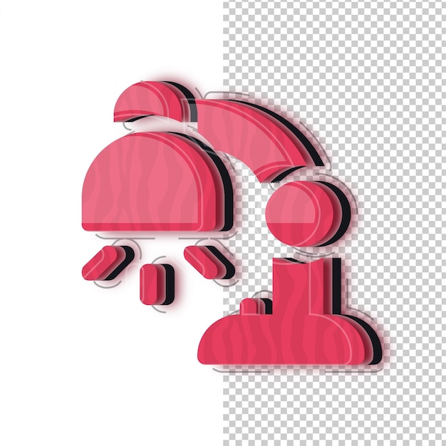 3d red glass effect table lamp icon with editable background