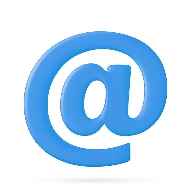 3d render blue email at symbol isolated on white background Internet communication application concept At sign social media notification Vector illustration