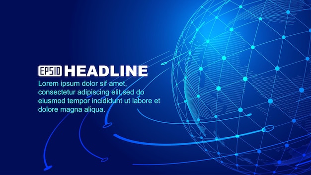 3d rendered digital earth dot line linked internet vector background