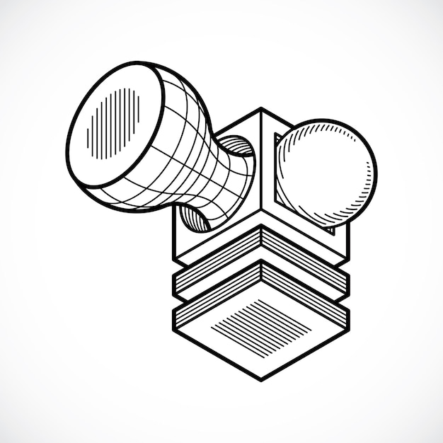 3D-rendering vektor, abstrakt form lavet ved hjælp af kuber og geometriske former.
