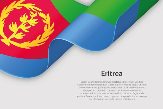 3d ribbon with national flag eritrea isolated on white background with copyspace