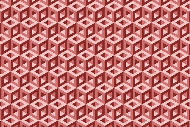 3D rødt op art sekskantet kubisk blokmønster vektor baggrund