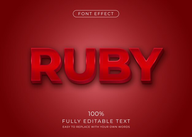 3d ruby red text effect. editable font style