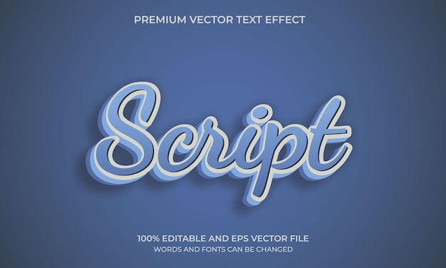 3D Script Text effect, Editable Text Style. Vector illustration