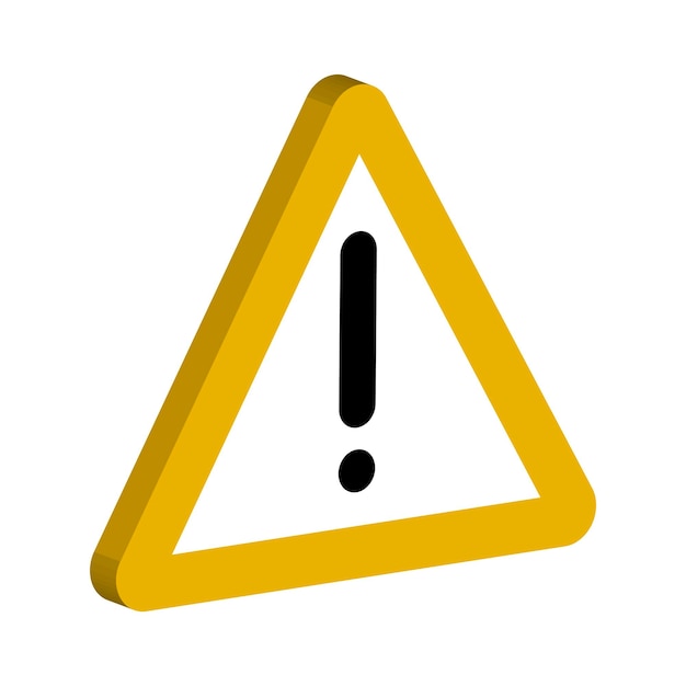 3D sign of the notifications yellow triangle and an exclamation point vector symbol important notices