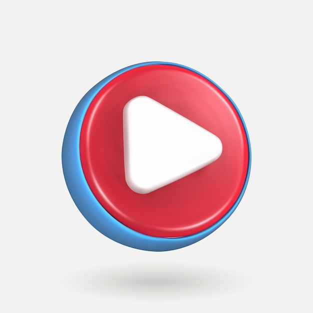 3d simple play video or audio isolated vector 3d icon play on red button isolated 3d illustration