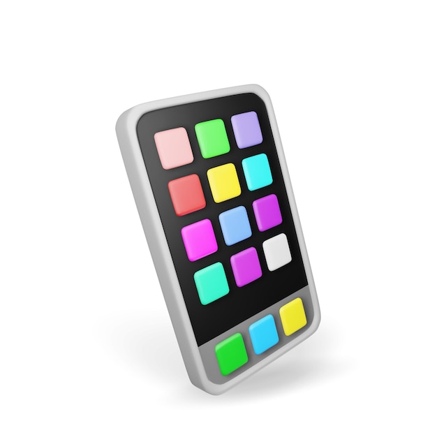 3d smartphone with UI icons isolated