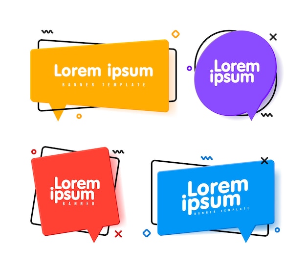 3d speech bubble shape vector chat box banner sticker tag badge template with space for text