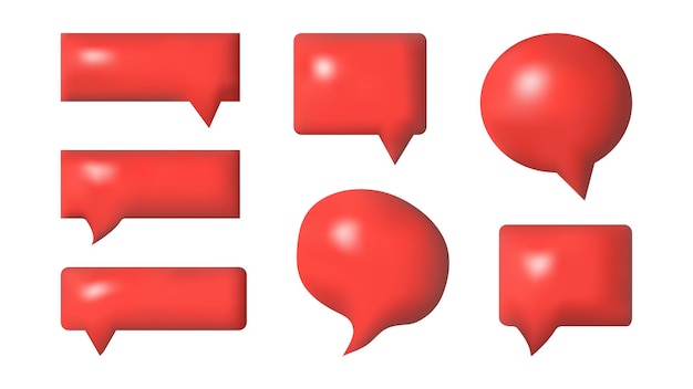 3D speech bubbles different shapes message icon
