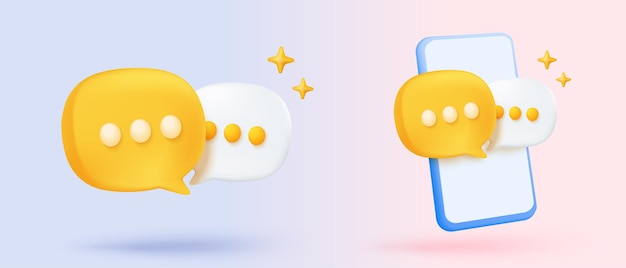 3d speech bubbles symbol sign on social media icon isolated on pastel background chat dialogue bubble or user reply sign with social media 3d speech bubble icon vector render illustration