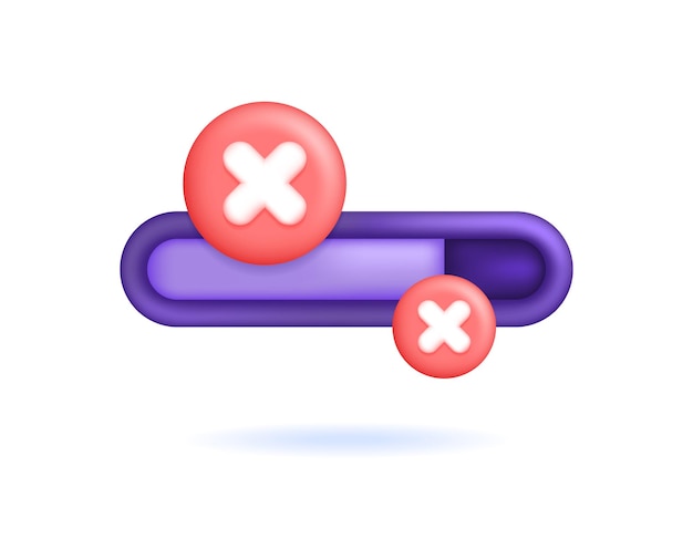 3d style illustration of loading bar with cross sign or failed process concept