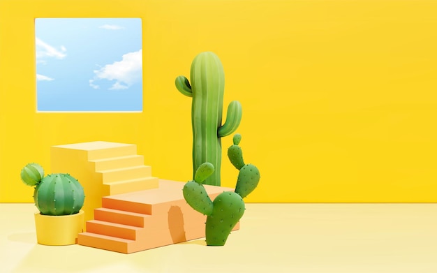 3d summer yellow scene background