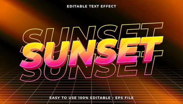 3d sunset gradient glitch text style effect template editable text effect