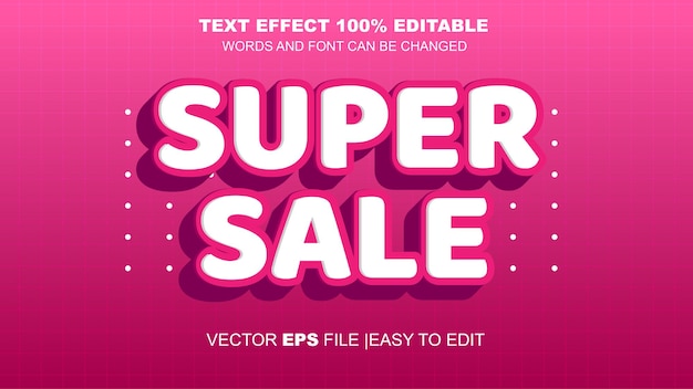 3D super sale text effect editable vector eps