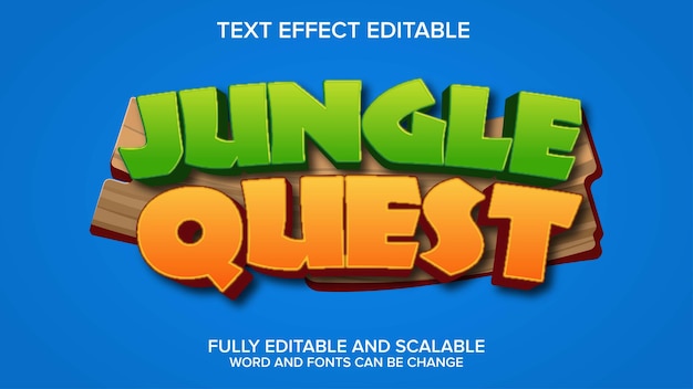 3d text effect jungle quest vector editable