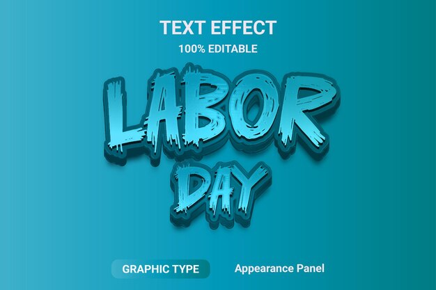 3d text effect labor day comic font style