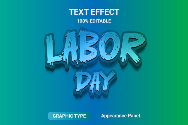 3d text effect labor day comic font style